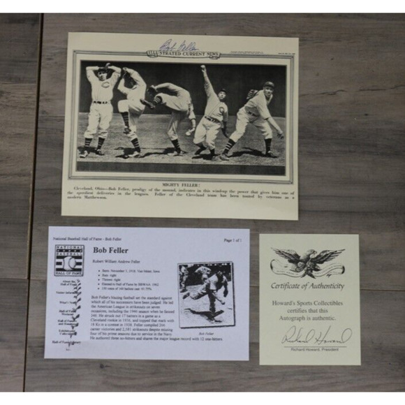 April 20 1937 3689 Bob Feller Autographed Picture with Certificate Authenticity